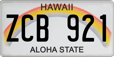 HI license plate ZCB921