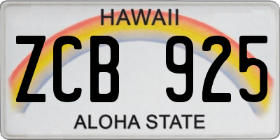 HI license plate ZCB925