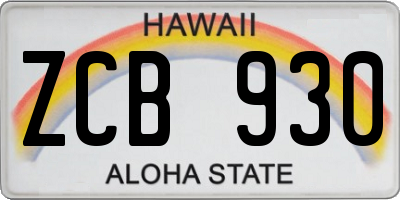 HI license plate ZCB930