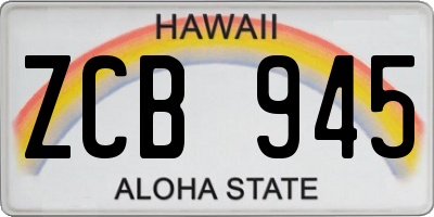 HI license plate ZCB945