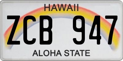 HI license plate ZCB947