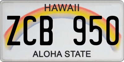 HI license plate ZCB950