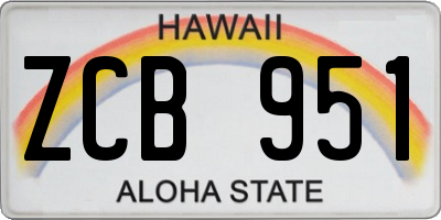 HI license plate ZCB951
