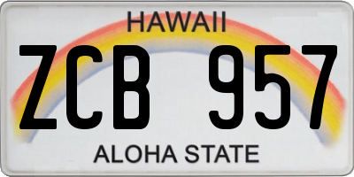 HI license plate ZCB957