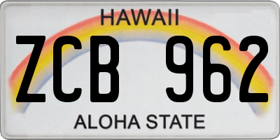 HI license plate ZCB962