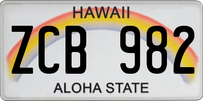 HI license plate ZCB982