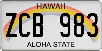 HI license plate ZCB983