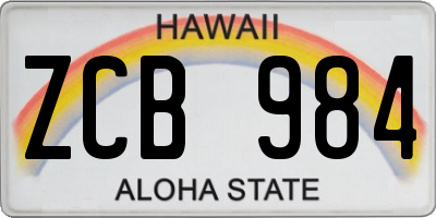 HI license plate ZCB984