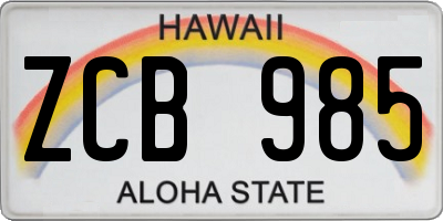 HI license plate ZCB985