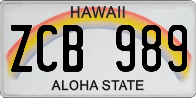HI license plate ZCB989