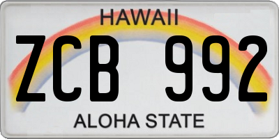 HI license plate ZCB992