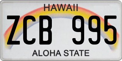 HI license plate ZCB995
