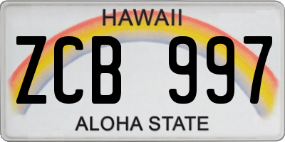 HI license plate ZCB997