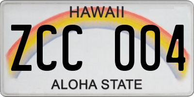 HI license plate ZCC004