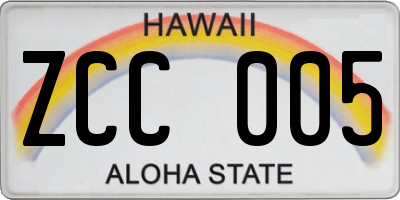 HI license plate ZCC005