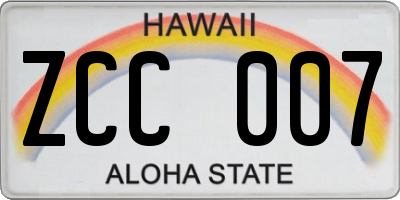 HI license plate ZCC007