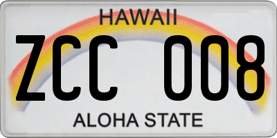 HI license plate ZCC008