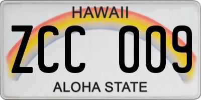 HI license plate ZCC009