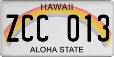 HI license plate ZCC013