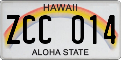 HI license plate ZCC014