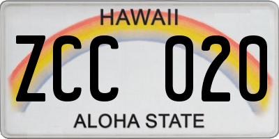 HI license plate ZCC020