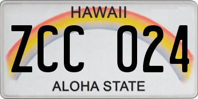HI license plate ZCC024