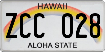 HI license plate ZCC028