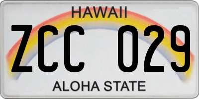 HI license plate ZCC029