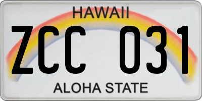 HI license plate ZCC031
