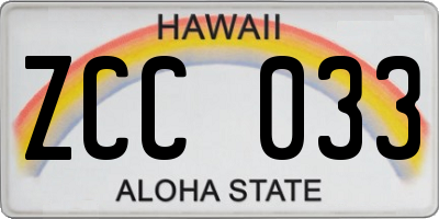 HI license plate ZCC033