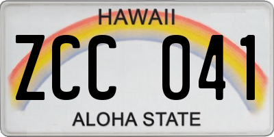HI license plate ZCC041