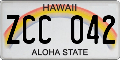 HI license plate ZCC042