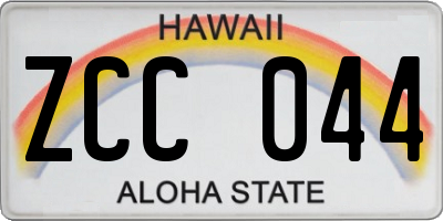 HI license plate ZCC044
