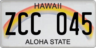 HI license plate ZCC045