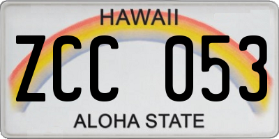 HI license plate ZCC053