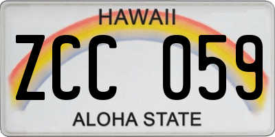 HI license plate ZCC059