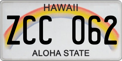 HI license plate ZCC062