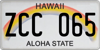 HI license plate ZCC065