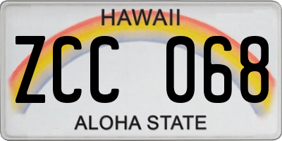 HI license plate ZCC068