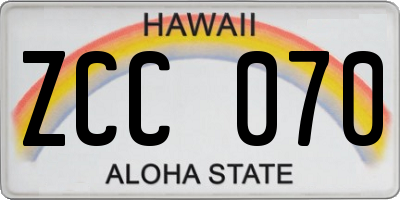 HI license plate ZCC070