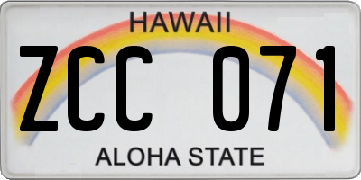 HI license plate ZCC071