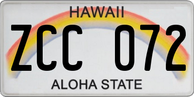 HI license plate ZCC072