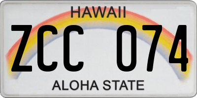 HI license plate ZCC074