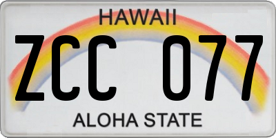 HI license plate ZCC077