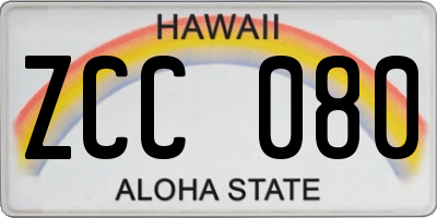 HI license plate ZCC080