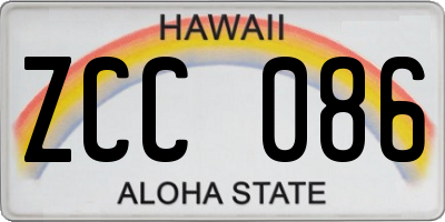 HI license plate ZCC086