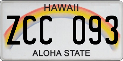 HI license plate ZCC093
