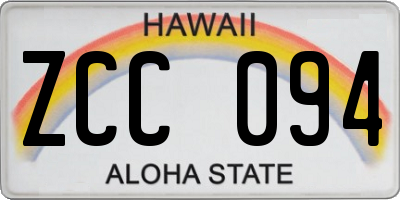 HI license plate ZCC094