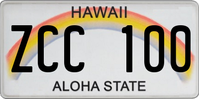 HI license plate ZCC100