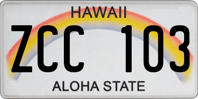 HI license plate ZCC103